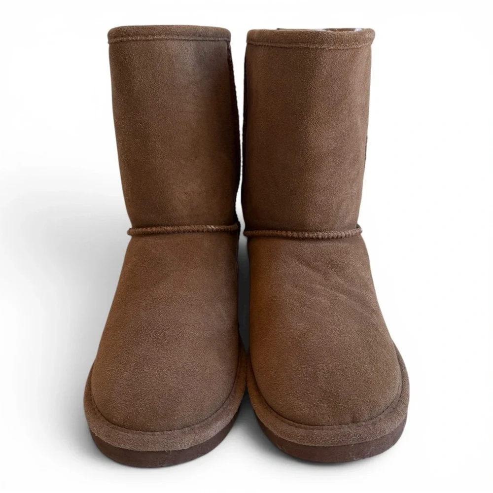 Bearpaw Emma Short Hickory Suede‎ Sheepskin Wool Lined Winter Boots Unisex NWOT